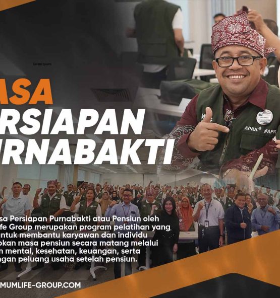 Training Masa Persiapan Purnabakti atau Pensiun oleh Maximum Life Group merupakan program pelatihan yang dirancang untuk membantu karyawan dan individu mempersiapkan masa pensiun secara matang melalui pengelolaan mental, kesehatan, keuangan, serta pengembangan peluang usaha setelah pensiun. Program ini memberikan pemahaman bahwa masa purnabakti bukan akhir dari produktivitas, melainkan fase baru untuk tetap berkarya, mandiri, dan menjalani kehidupan yang lebih bermakna melalui perencanaan keuangan yang tepat, penguatan mental dan spiritual, serta pengembangan jiwa kewirausahaan yang berkelanjutan.