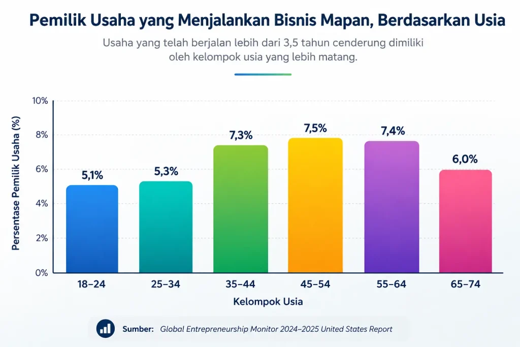data jumlah pemilik usaha berdasarkan usia dari GEM