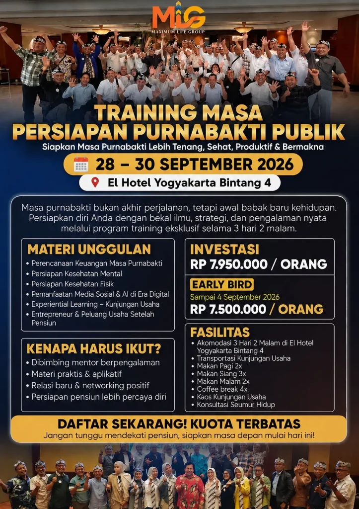 jadwal training pensiun maximum life group september 2026